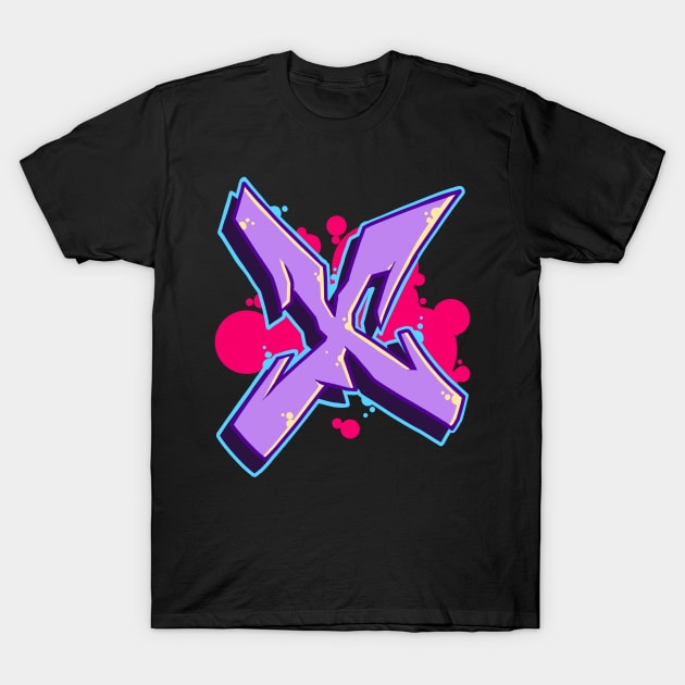 Letter X- Graffiti Street Art Style T-Shirt by CreativeOpus